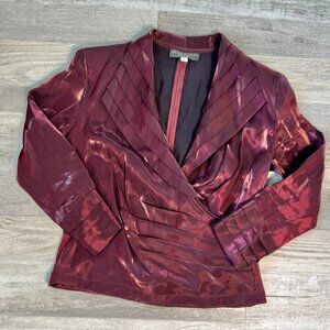 KM Collections By Milla Bell Red Metallic Cross Front Blouse K6
